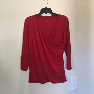 GRACE Red Side Rushed 3/4 length Sleeves L